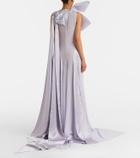 McQueen Bow-detail satin-paneled silk gown