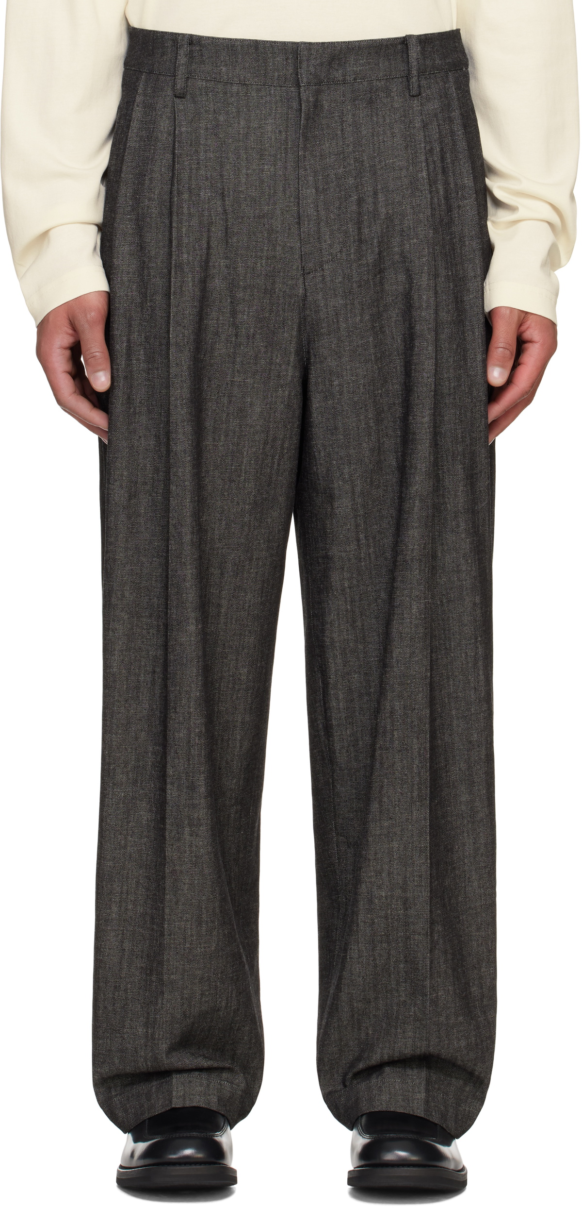 LE17SEPTEMBRE Gray Two Tuck Wide Trousers LE17SEPTEMBRE
