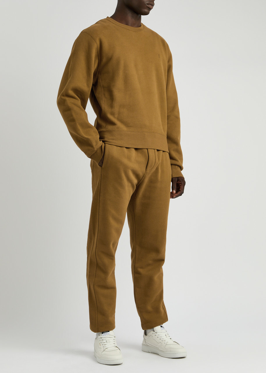 Saint Laurent Logo-embroidered Cotton Sweatpants Camel