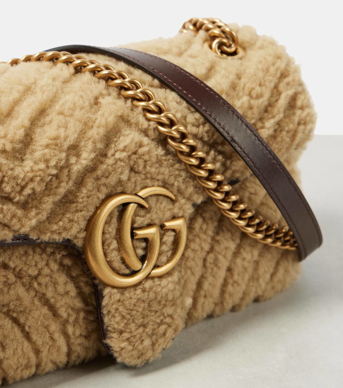 Gucci GG Marmont Small shearling shoulder bag Gucci