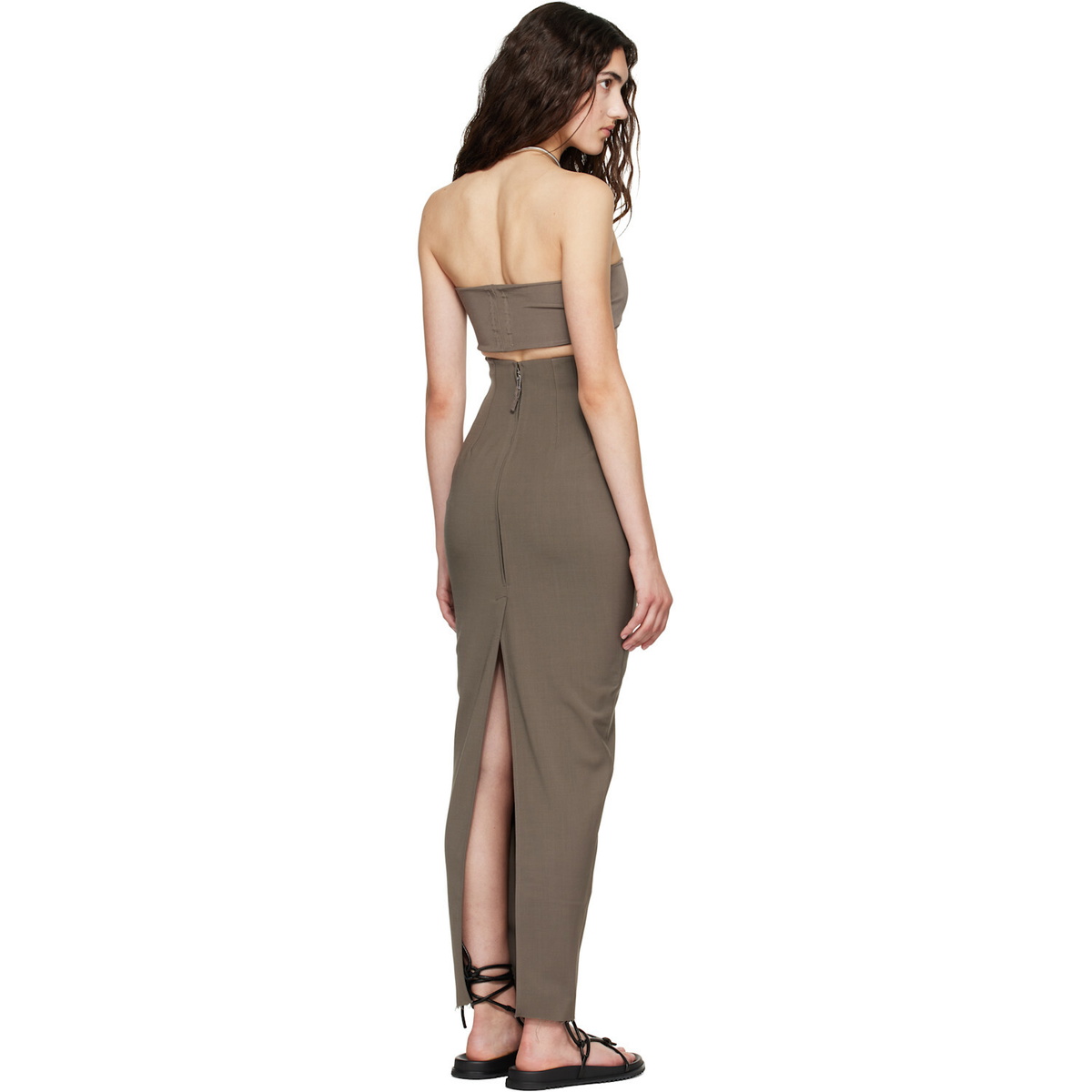 Rick Owens Gray Tower Dirt Pillar Maxi Skirt
