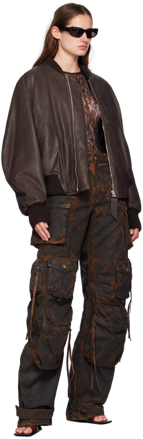 The Attico SSENSE Exclusive Brown Anja Leather Jacket The Attico