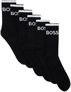 BOSS Six-Pack Black Ribbed Short Socks