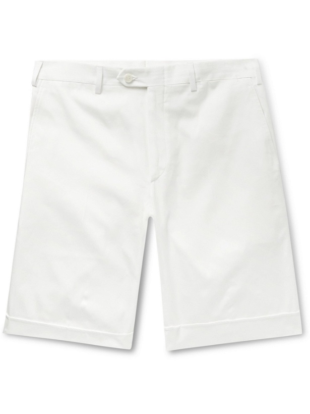 Photo: BRIONI - Cotton-Gabardine Shorts - White