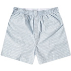 Sunspel Men's Printed Boxer Short in Light Blue/White Leaf