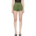 Pierre Balmain Khaki Wool Button Shorts