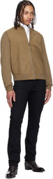 TOM FORD Khaki Nubuck Front Merino Bomber Jacket