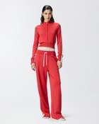 Pinko Technical Fabric Short Sweatshirt With Raised Logo And Zip Red/White