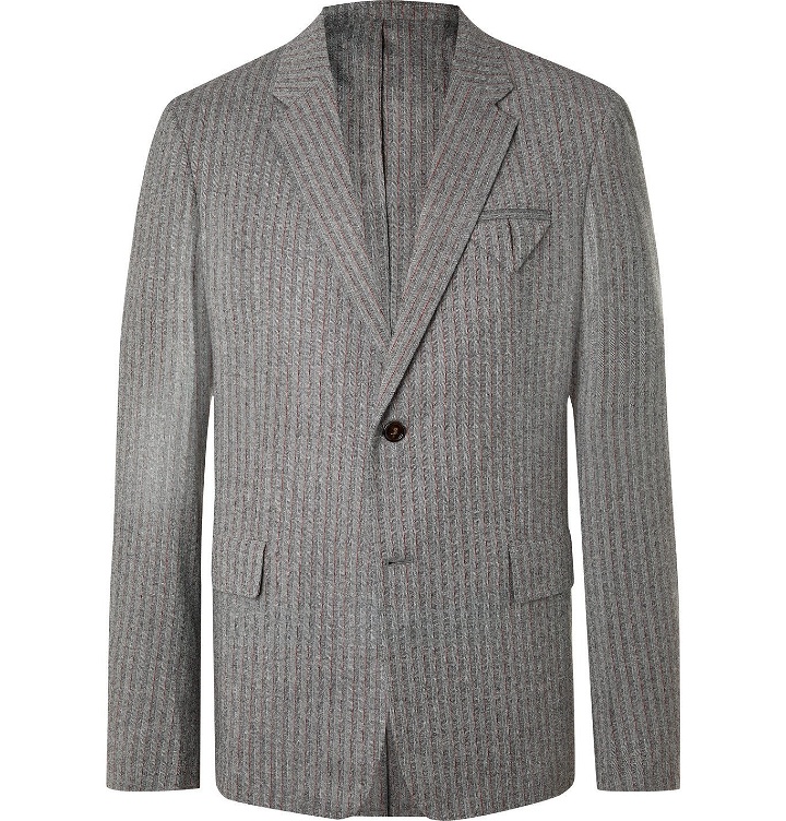 Photo: BOTTEGA VENETA - Herringbone Stretch-Wool Flannel Suit Jacket - Gray