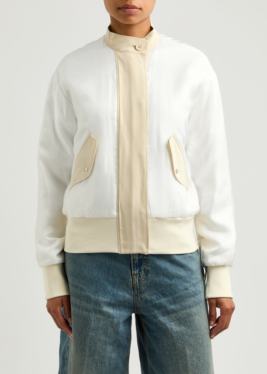 Helmut Lang Layered Silk and Satin Bomber Jackets Cream