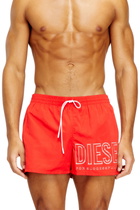 Diesel Mid-length swim shorts with outline logo - Swim shorts Mens in Red