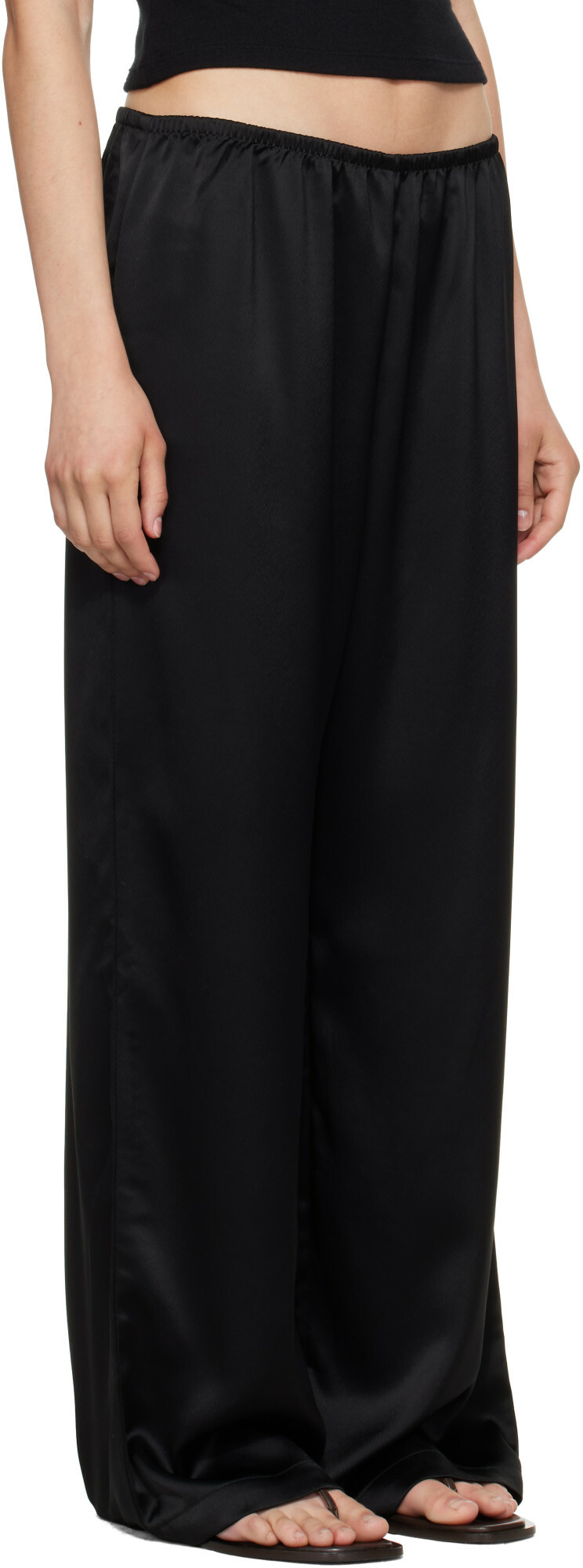 LESET Black Barb Wide Leg Lounge Pants
