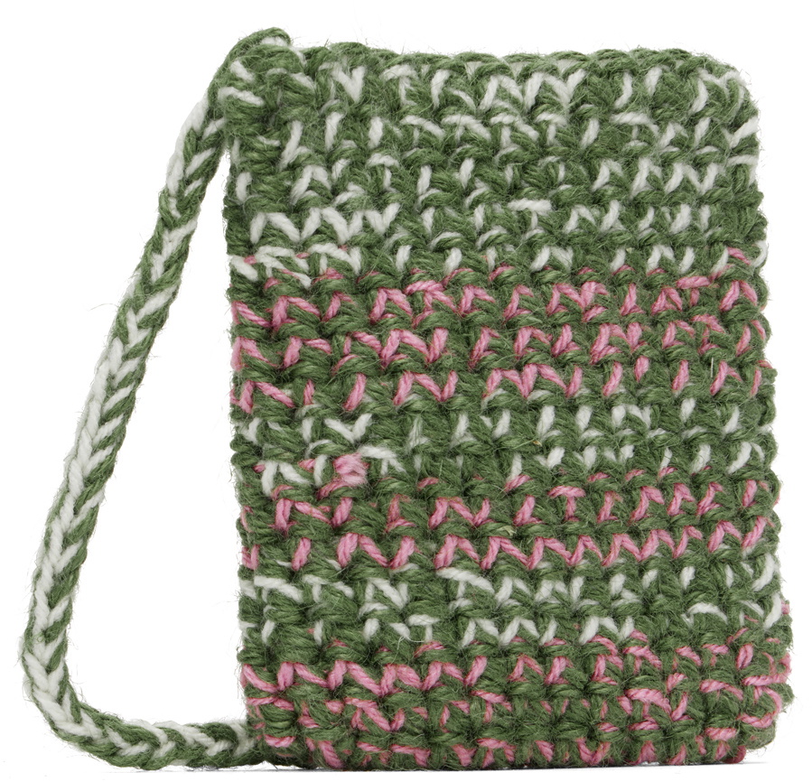 Nicholas Daley Pink & Green Crochet Pouch