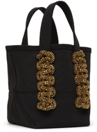 KARA Black Crystal Cobra Mini Tote Bag
