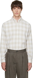BOSS Beige Regular-Fit Button-Down Check Flannel Shirt
