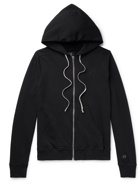 RICK OWENS - Champion Jason's Logo-Embroidered Loopback Cotton-Jersey Zip-Up Hoodie - Black - M