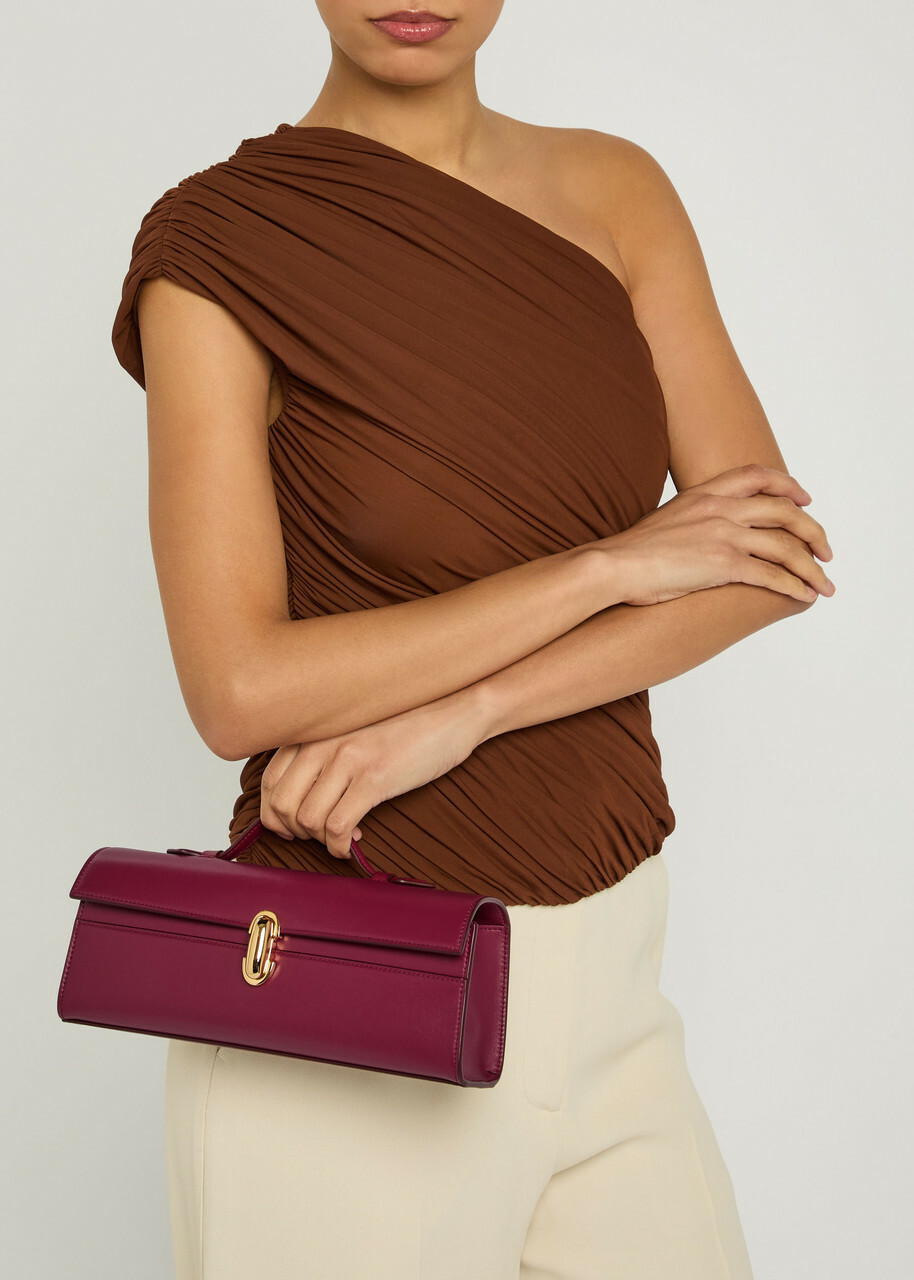 Savette Symmetry Slim Leather Pochette - Plum - One Size
