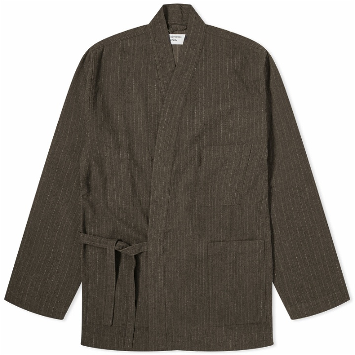 Photo: Universal Works Men's Italian Pinstripe Kyoto Work Jacket in Brown