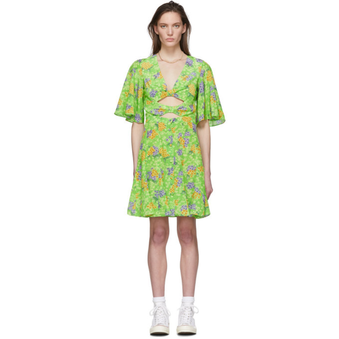 Photo: Les Reveries Green Floral Silk Knot Dress