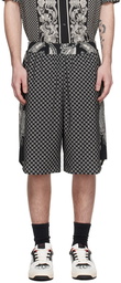 Balmain Black & Off-White Printed Shorts