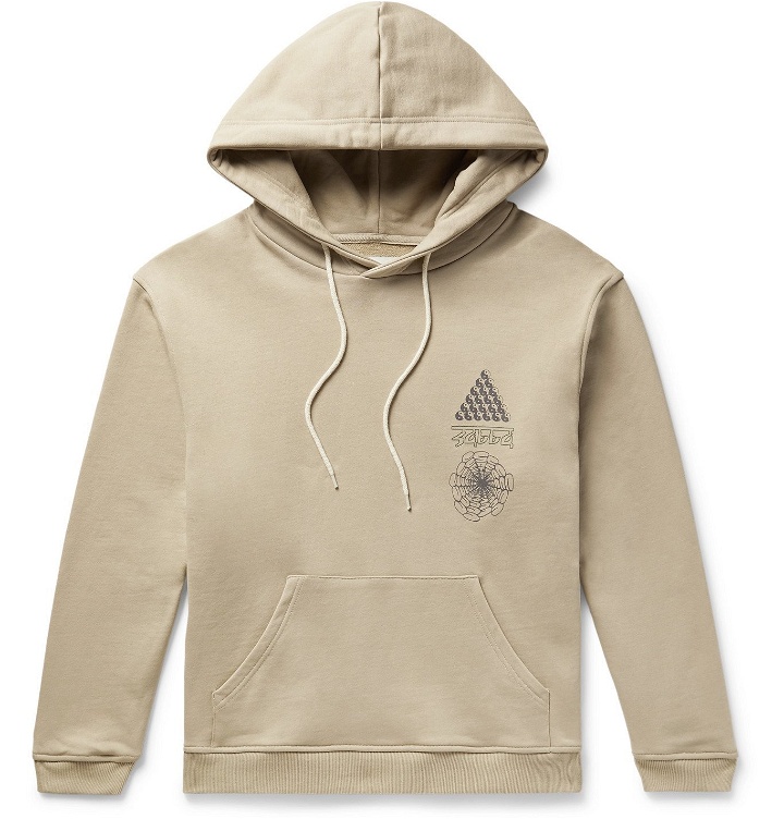 Photo: Satta - Dao Enzyme-Washed Printed Organic Loopback Cotton-Jersey Hoodie - Neutrals