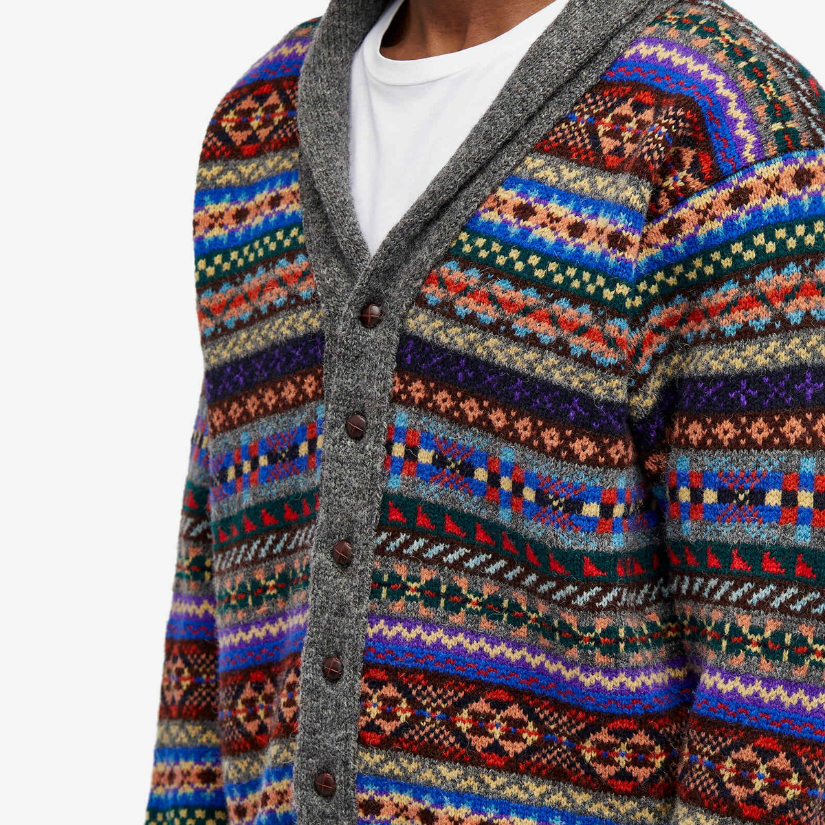 Jamieson's of Shetland Men's Fair Isle Shawl Collar Cardigan in