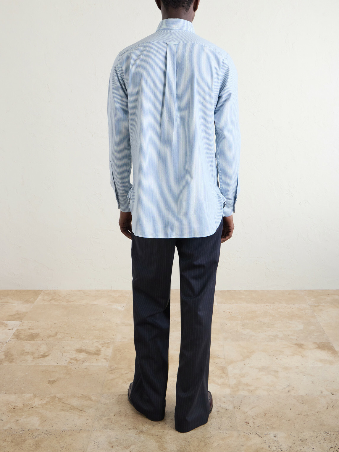 Drake's - Button-Down Collar Striped Cotton Shirt - Blue