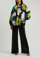 Stine Goya Floral-print Embroidered Satin Bomber Jacket Multicoloured 1