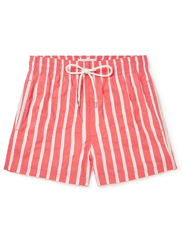 Photo: Atalaye - Suertea Short-Length Striped Swim Shorts - Red