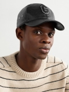 CELINE - Logo-Appliquéd Embroidered Full-Grain Leather Baseball Cap - Black