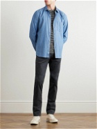 Incotex - Leather-Trimmed Straight-Leg Jeans - Blue