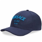 Versace Men's Embroidered Logo Cap in Navy/Desden Blue