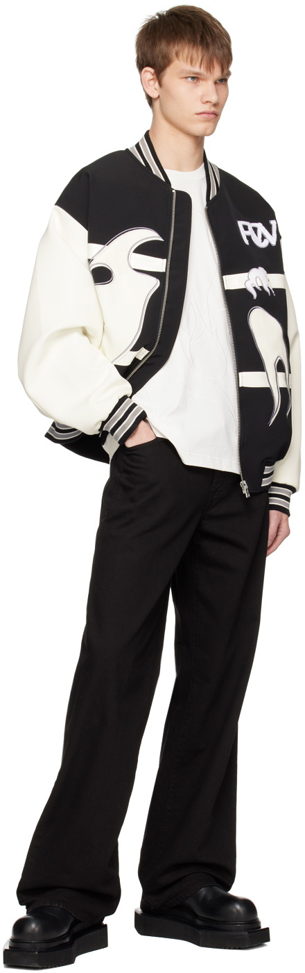 Feng Chen Wang Black & White Phoenix Bomber Jacket