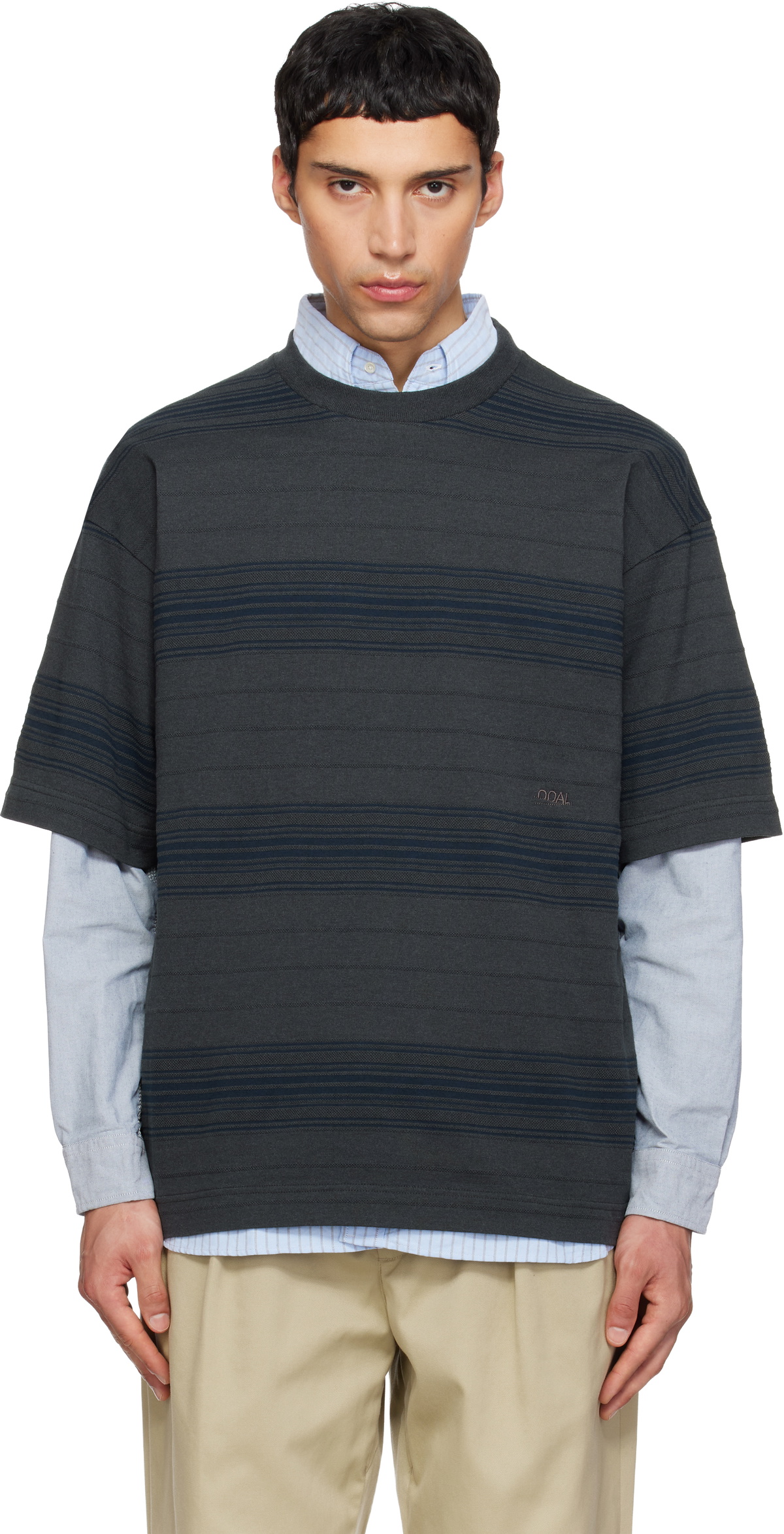 nanamica Gray Stripe T-shirt