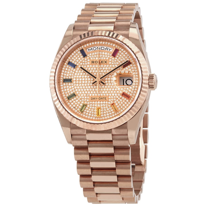 Photo: Rolex Day-Date 36 Diamond Paved Dial 18kt Everose Gold President Watch 128235DSP