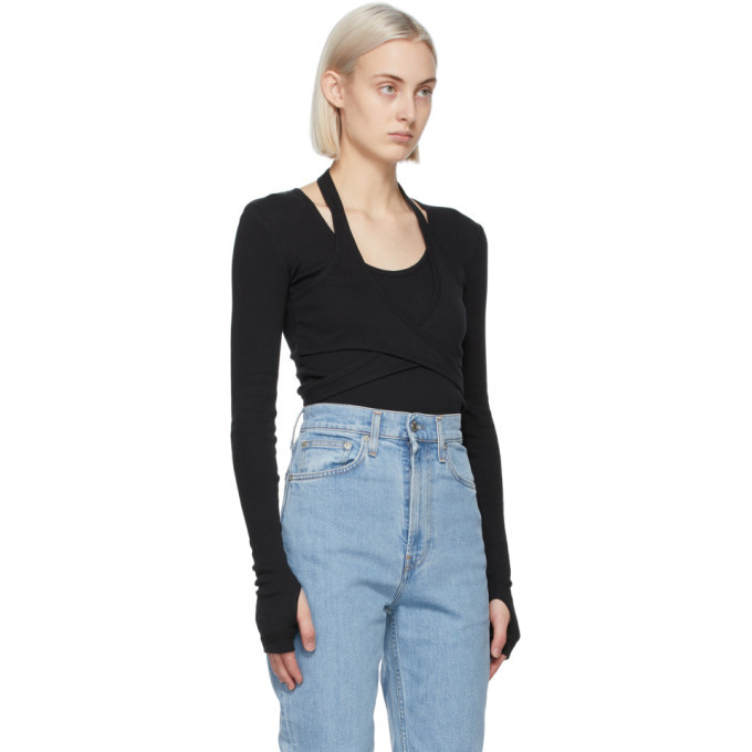 Helmut Lang Black Wrap Long Sleeve T-Shirt