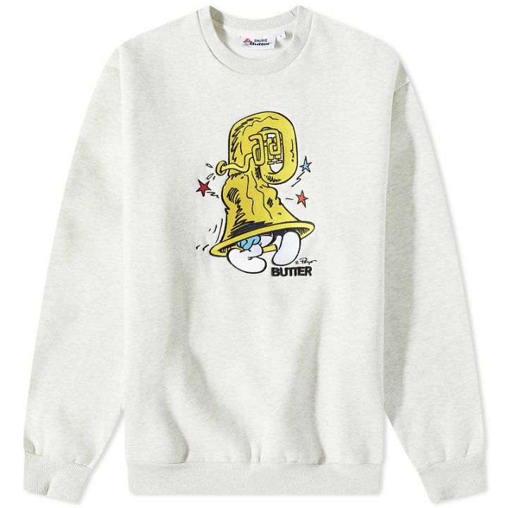 Photo: Butter Goods x The Smurfs Harmony Crew Sweat in Ash Grey