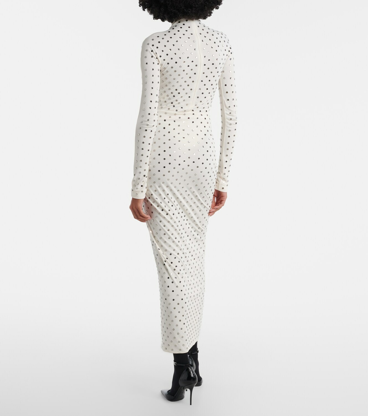 Alaïa Embellished gathered jersey maxi dress