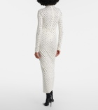 Alaïa Embellished gathered jersey maxi dress