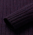 Sid Mashburn - Slim-Fit Ribbed Mélange Shetland Wool Sweater - Purple