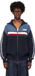 RICE NINE TEN Navy Knitting Track Jacket