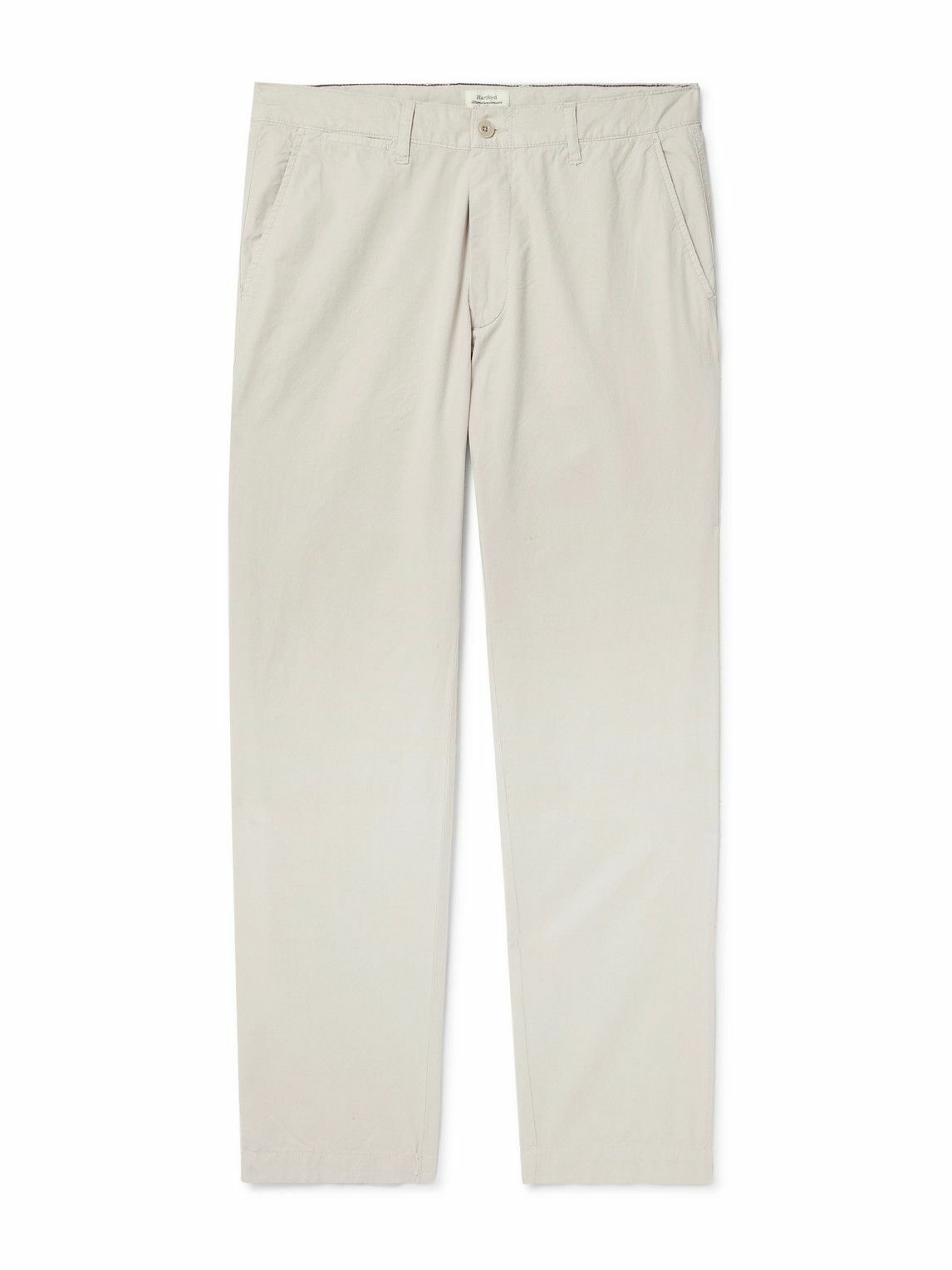 Hartford - Tyron Straight-Leg Cotton-Twill Trousers - Neutrals