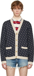 Gucci Navy & Off-White GG Jacquard Cardigan