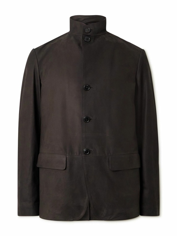 Photo: Zegna - Nehru-Collar Nubuck Jacket - Brown