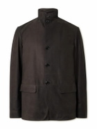 Zegna - Nehru-Collar Nubuck Jacket - Brown
