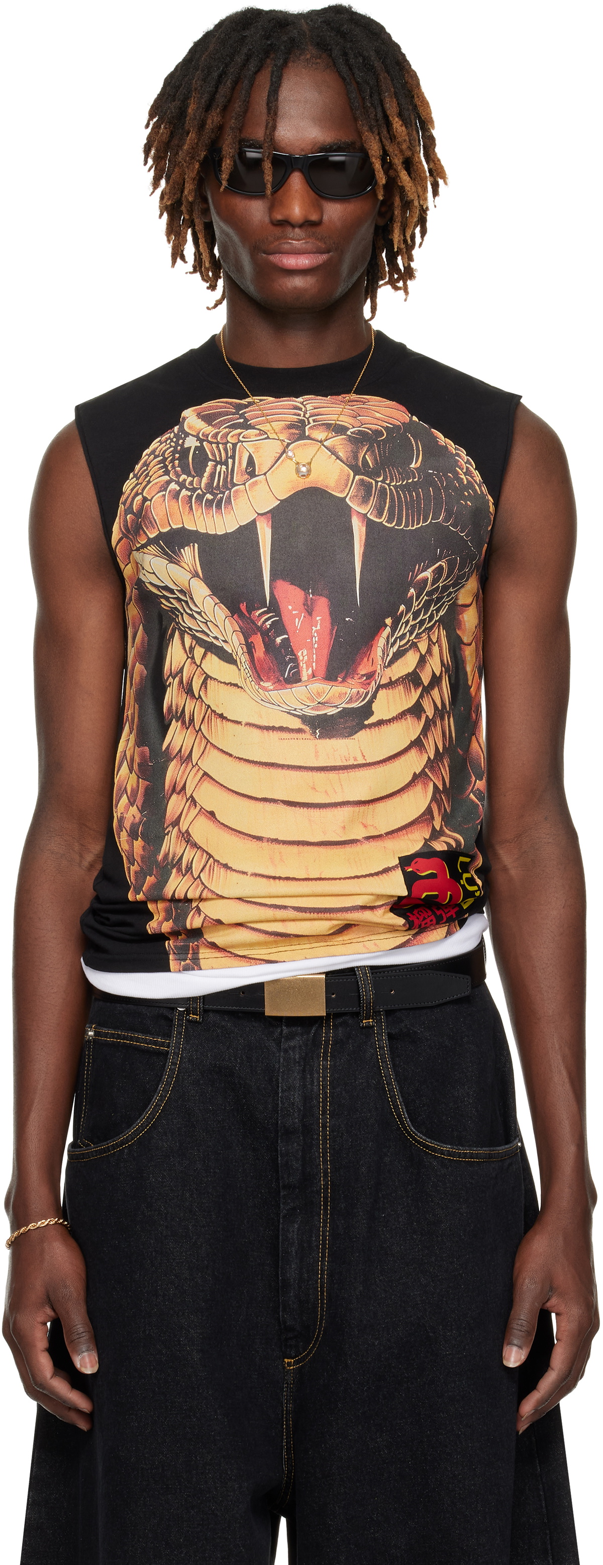 LU'U DAN Black 'Year of the Snake' Sleeveless T-shirt