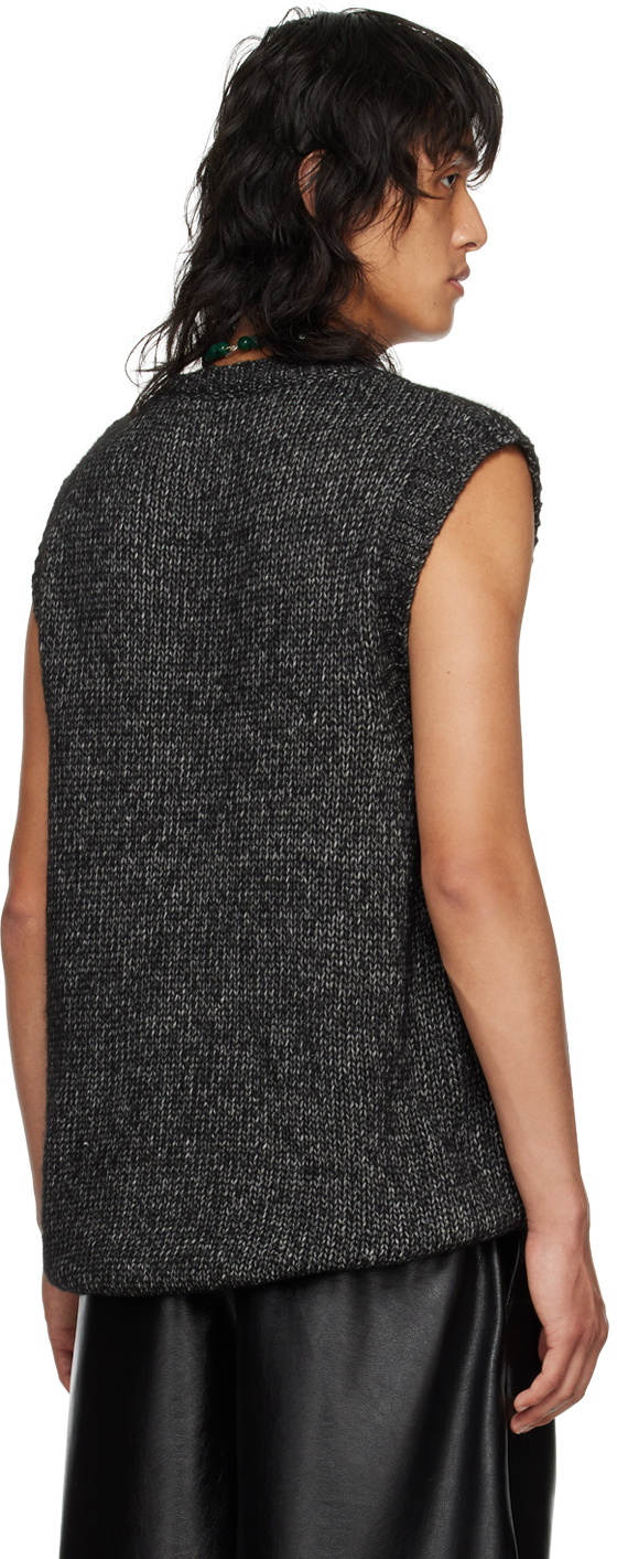 LU'U DAN Black & Gray Intarsia Vest