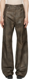 Rick Owens Brown Tower Geth Leather Pants