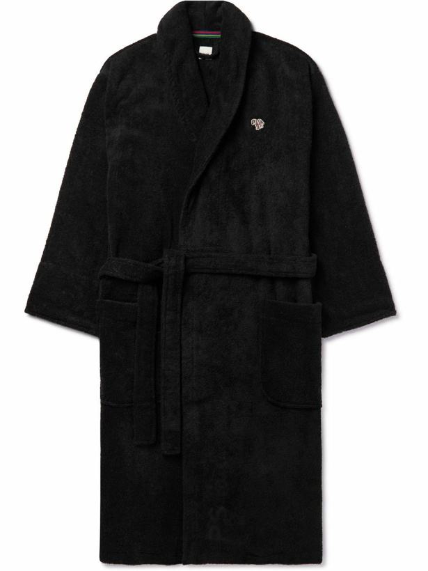 Photo: Paul Smith - Embroidered Cotton-Terry Robe - Black