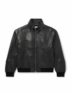 SAINT LAURENT - Teddy Panelled Full-Grain Leather Blouson Jacket - Black